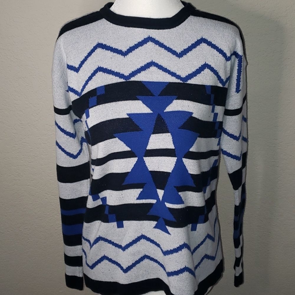 Gianni Bini Blue and Black Pullover Sweater XS